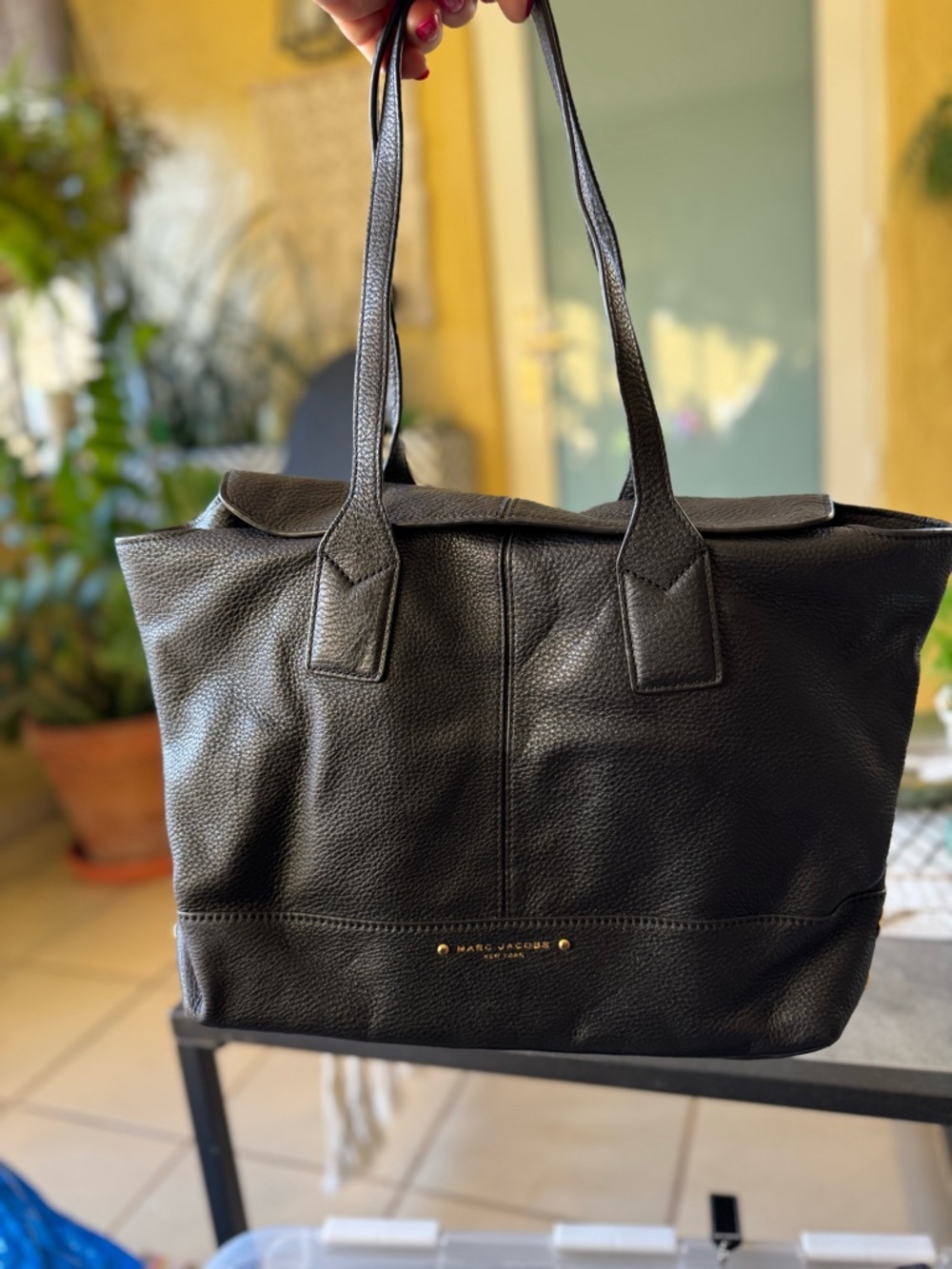 Marc Jacobs Black Pebbled Leather Shoulder Tote